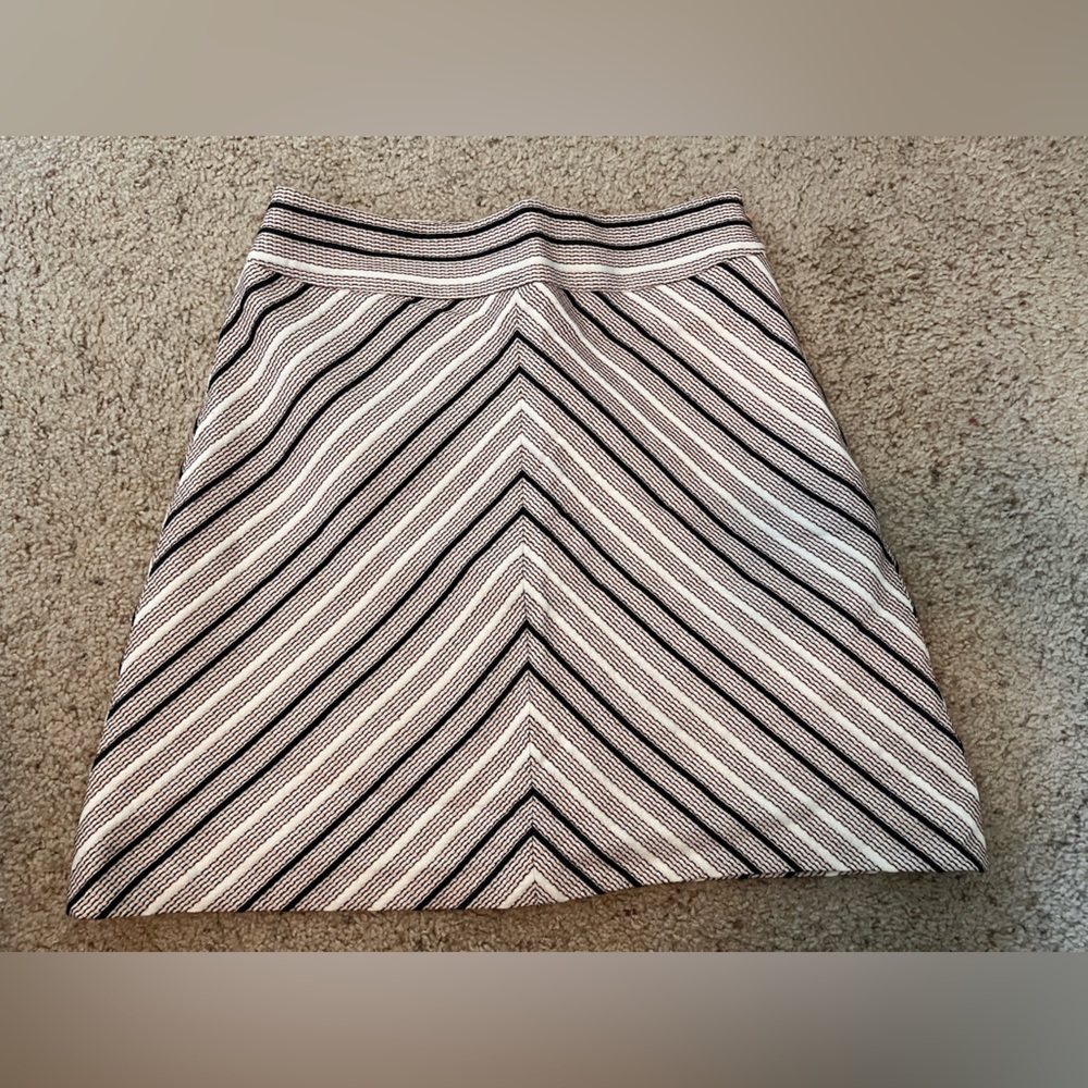 LOFT Pink White Black Stripe A-Line Pencil Skirt, Size 2